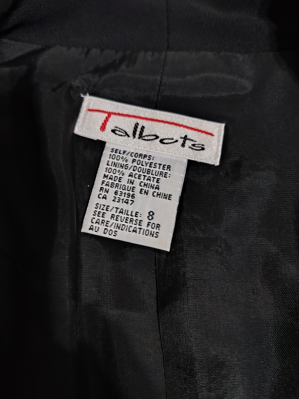 Talbots Black Fully Lined Jacket